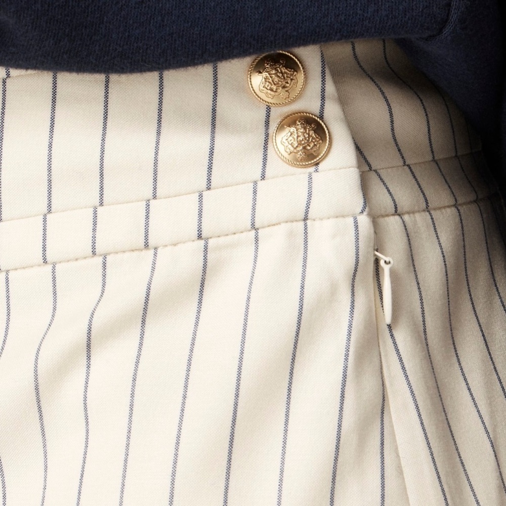 โ๏ธ {PRICE FIRM} J. Crew Pinstripe Center-pleat mini skirt ~ Italian wool Blend - Picture 2 of 10